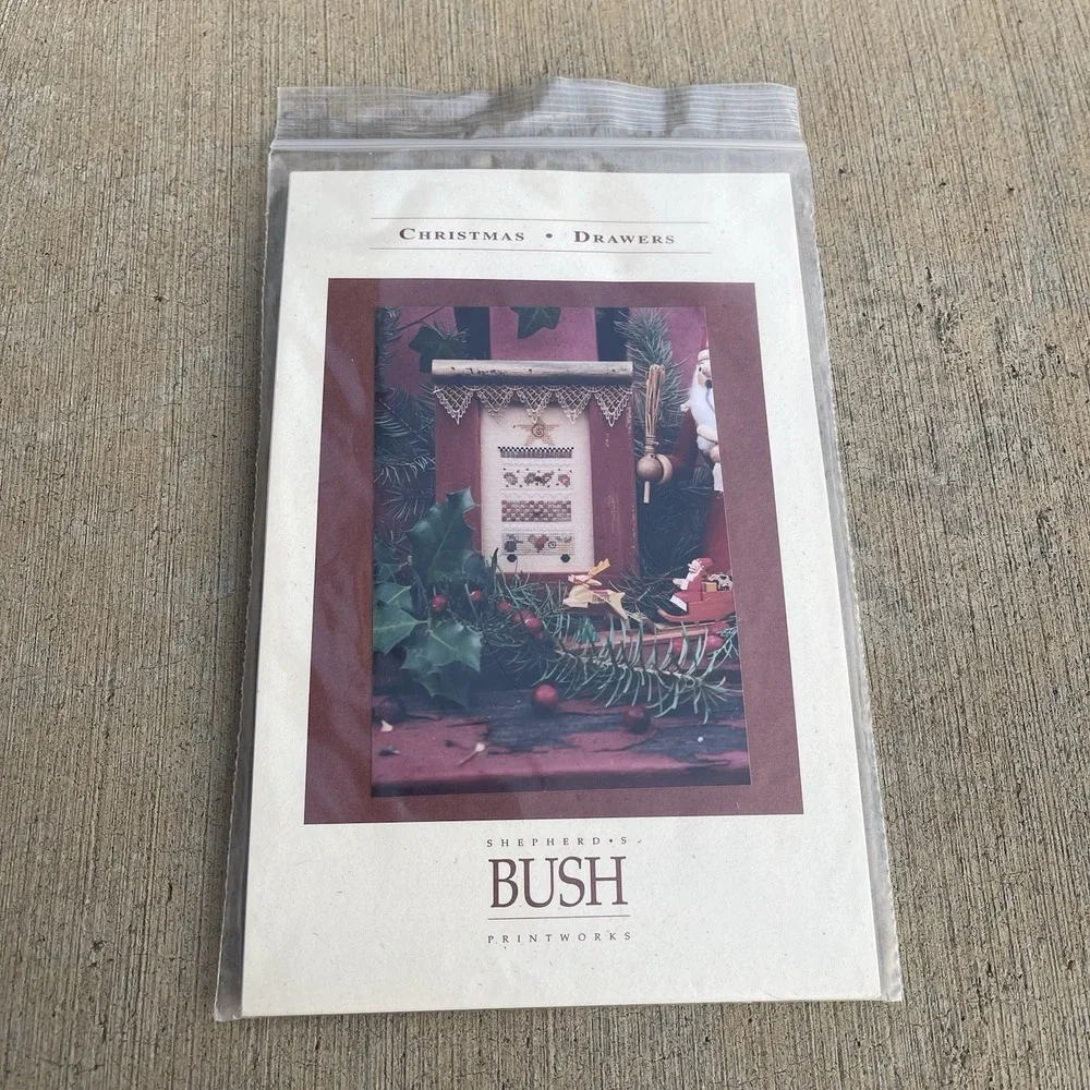 Shepards Bush Printworks Christmas Drawers Cross Stitch Chart Instructions 1998